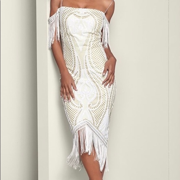 sequin fringe bodycon dress